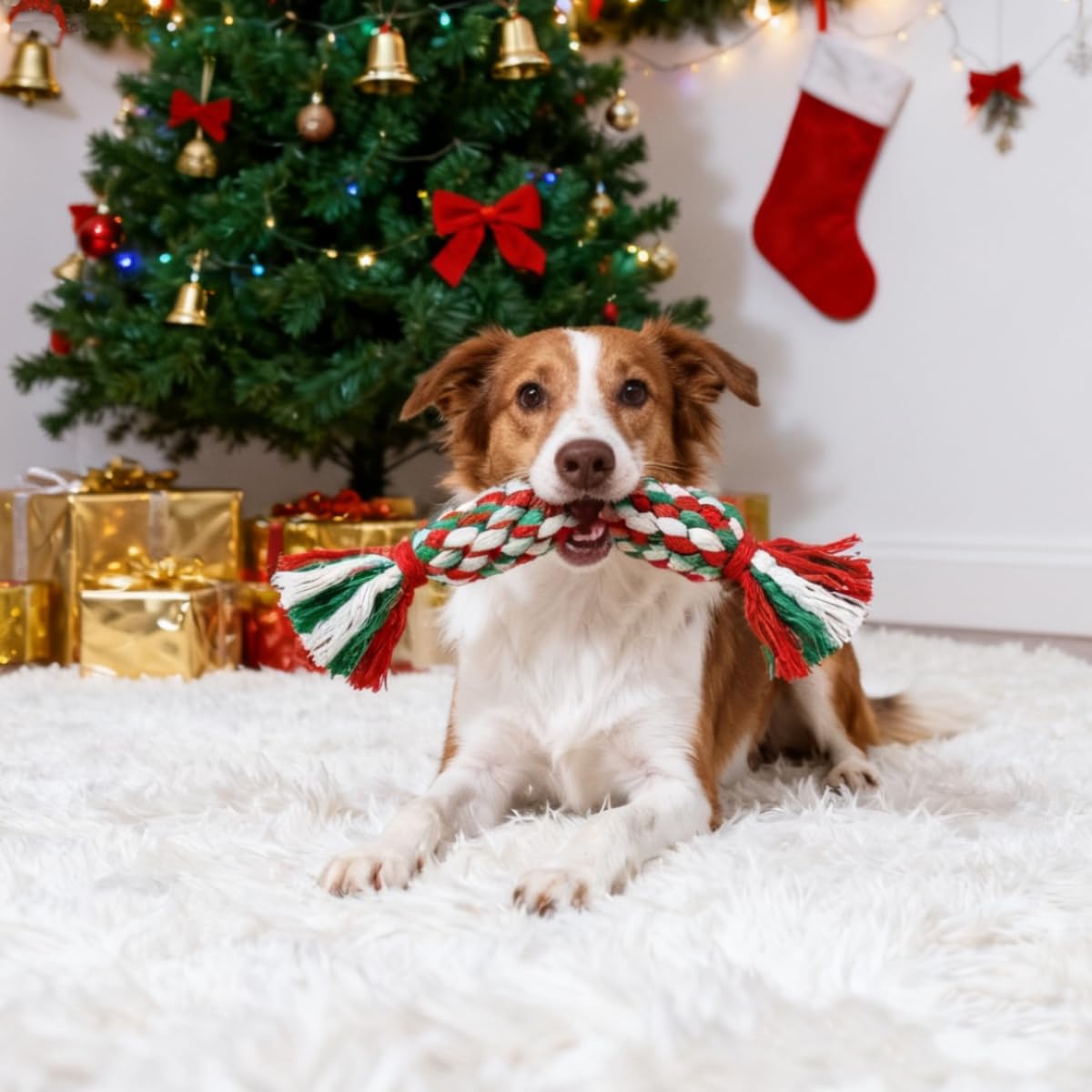 Christmas Cotton Rope Dog Chew - огляд і ціна Teeth Cleaning Dog Chew Bone